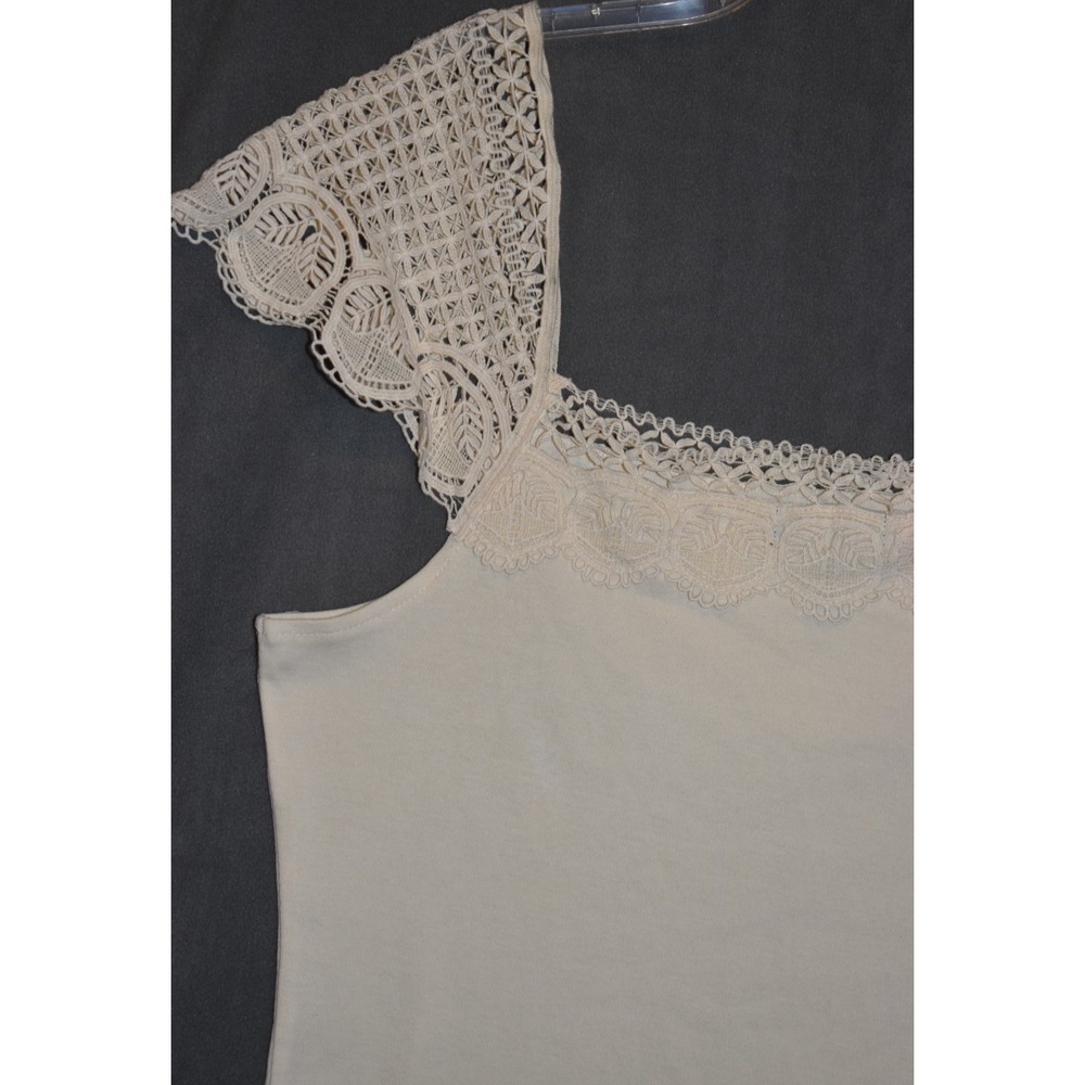 Ralph Lauren LRL Women Large Top Cream Cap Sleeve‎ Lace Romantic Elegant - Picture 5 of 10